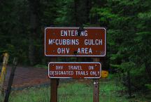 Entering McCubbins Gulch OHV Area