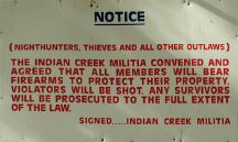 Indian Creek Militia Sign